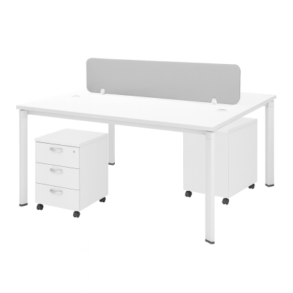 2 Seater Workstation with Fabric Partition (U LEG)