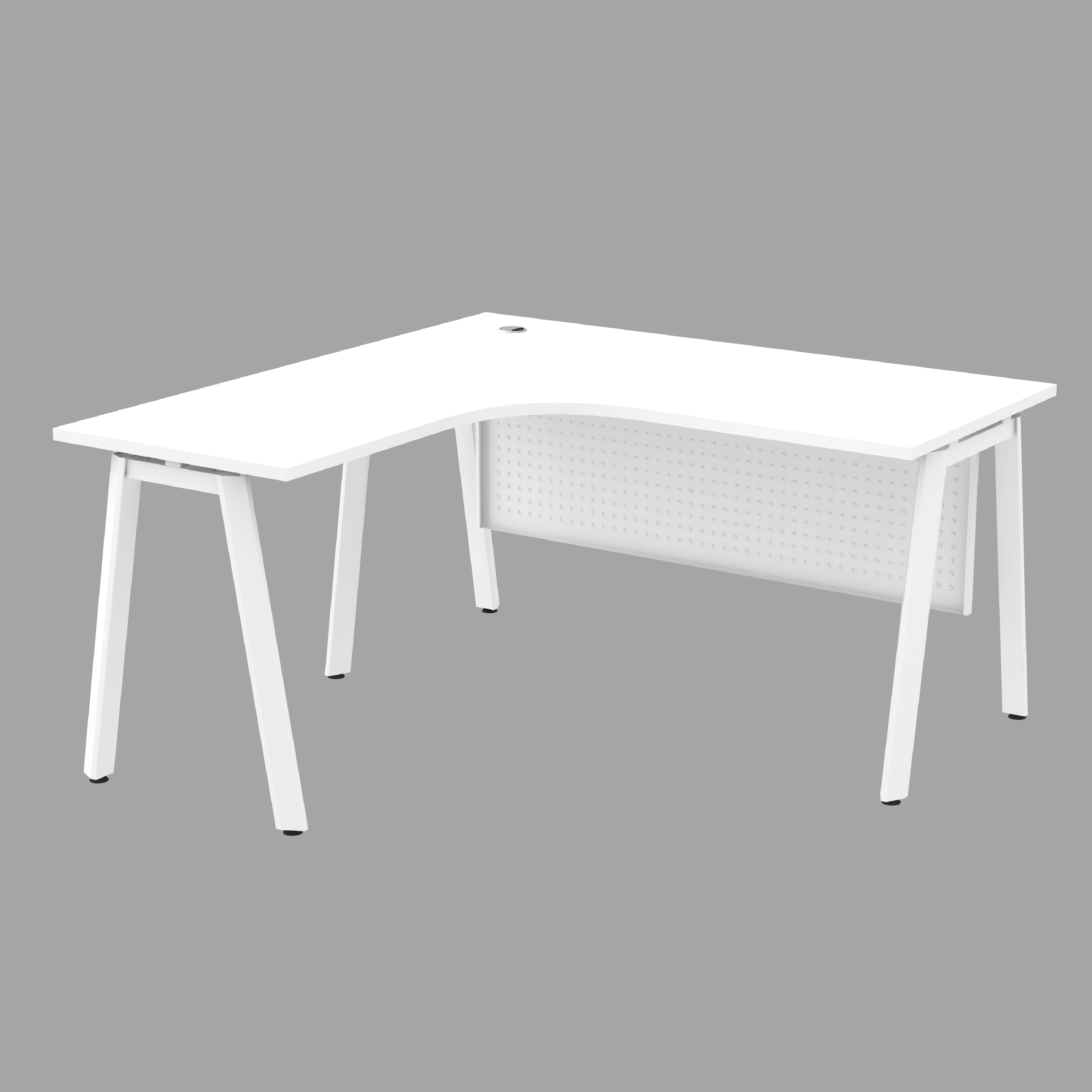 L-Shape Office Desk with Metal Modesty Panel (AS)