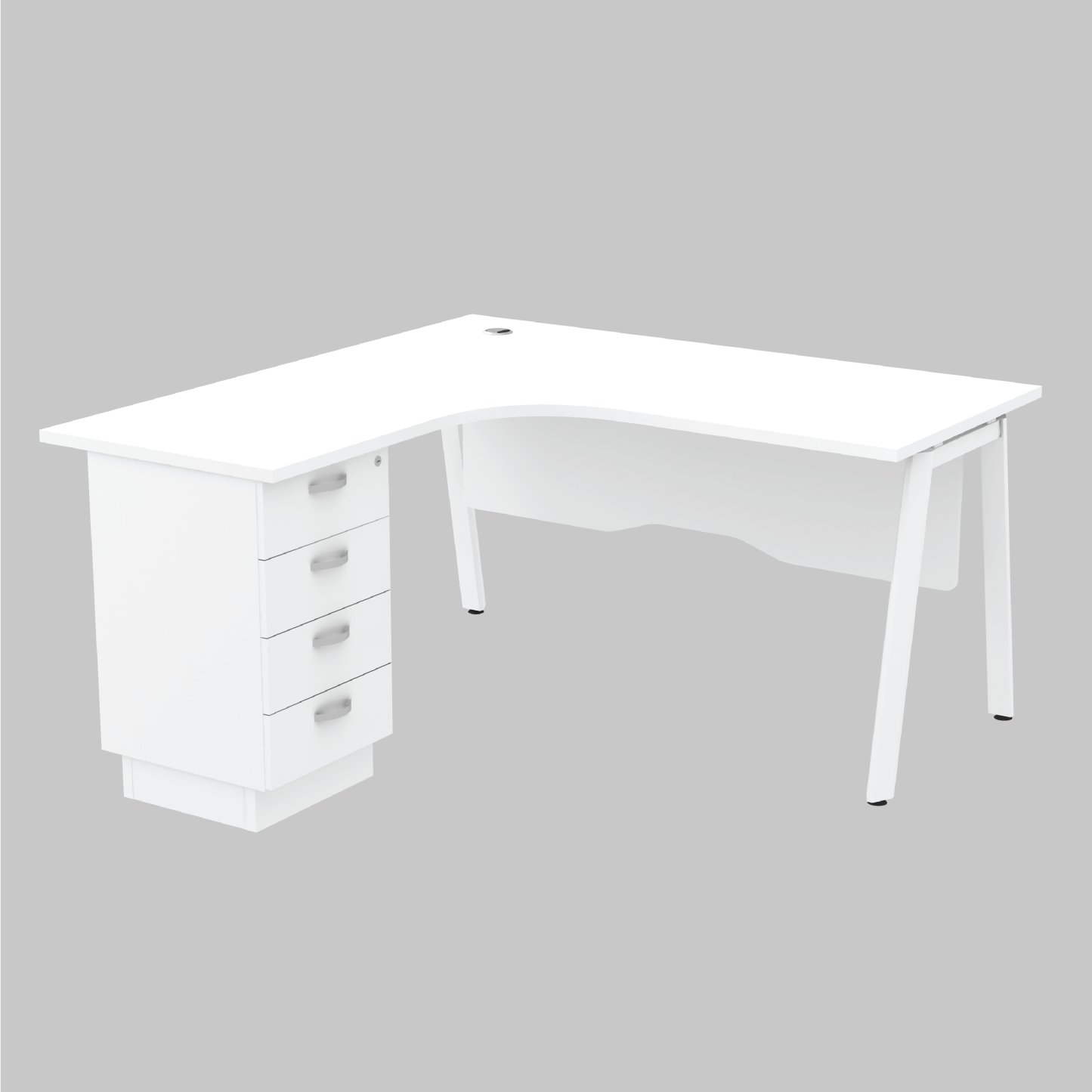 L-Shape Office Desk with 4 Drawer Leg (AS)