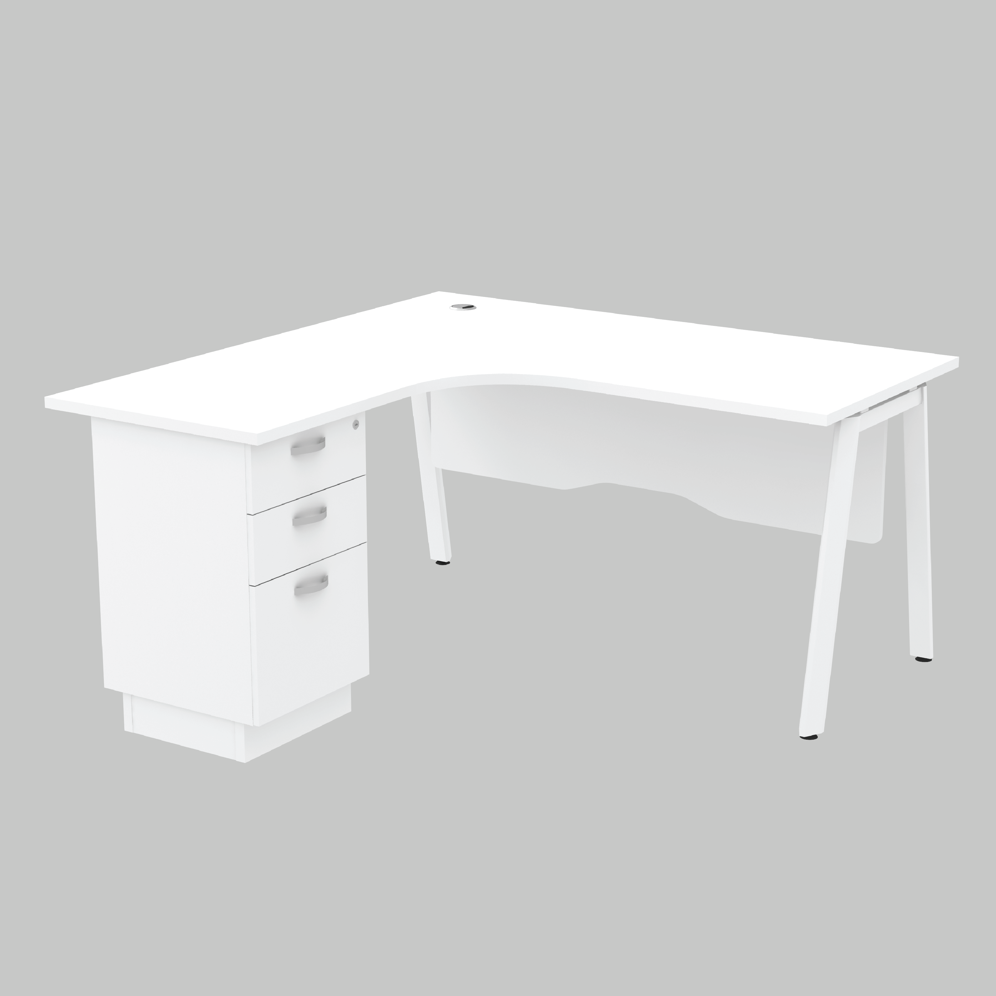 L-Shape Office Desk with 3 Drawer Leg (AS)
