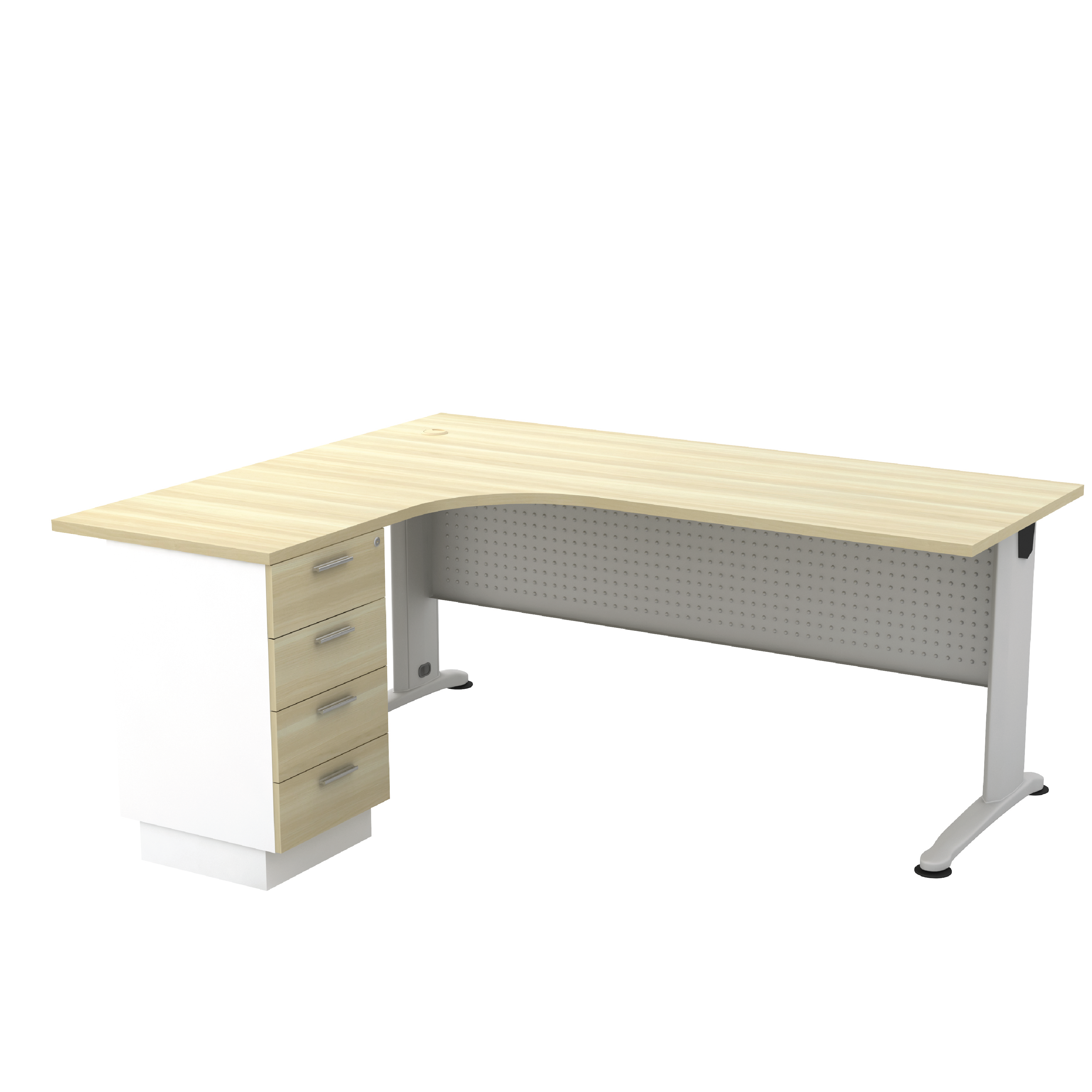 L-Shape Compact Table with 4D Fixed Pedestal (B)