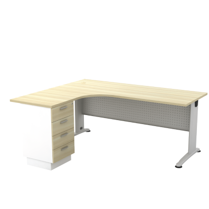 L-Shape Compact Table with 4D Fixed Pedestal (B)