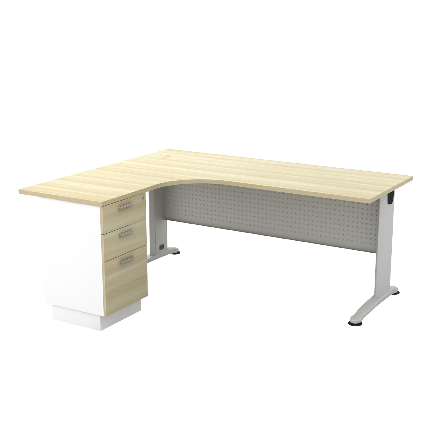 L-Shape Compact Table with 2D1F Fixed Pedestal (B)