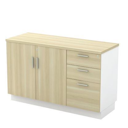 Swinging Door + Fixed Pedestal 2D1F Low Table Side Cabinet (B)