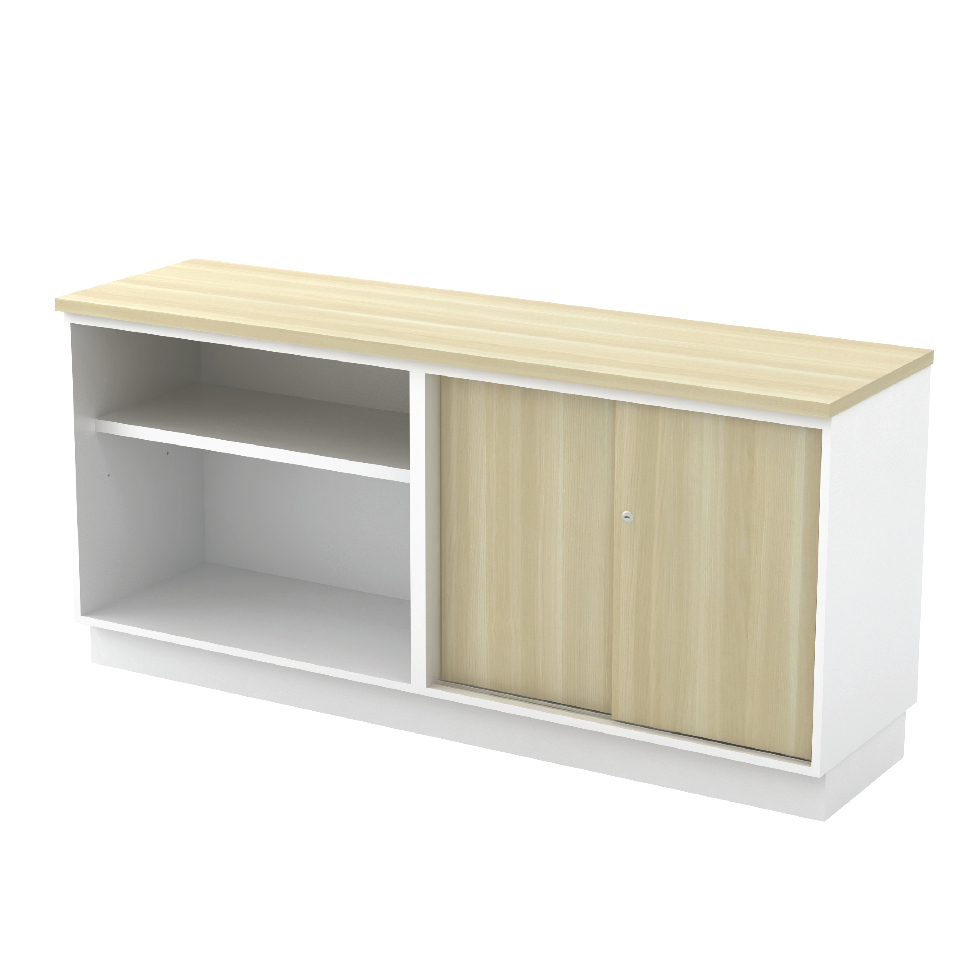 Open Shelf + Sliding Door Low Cabinet (B)