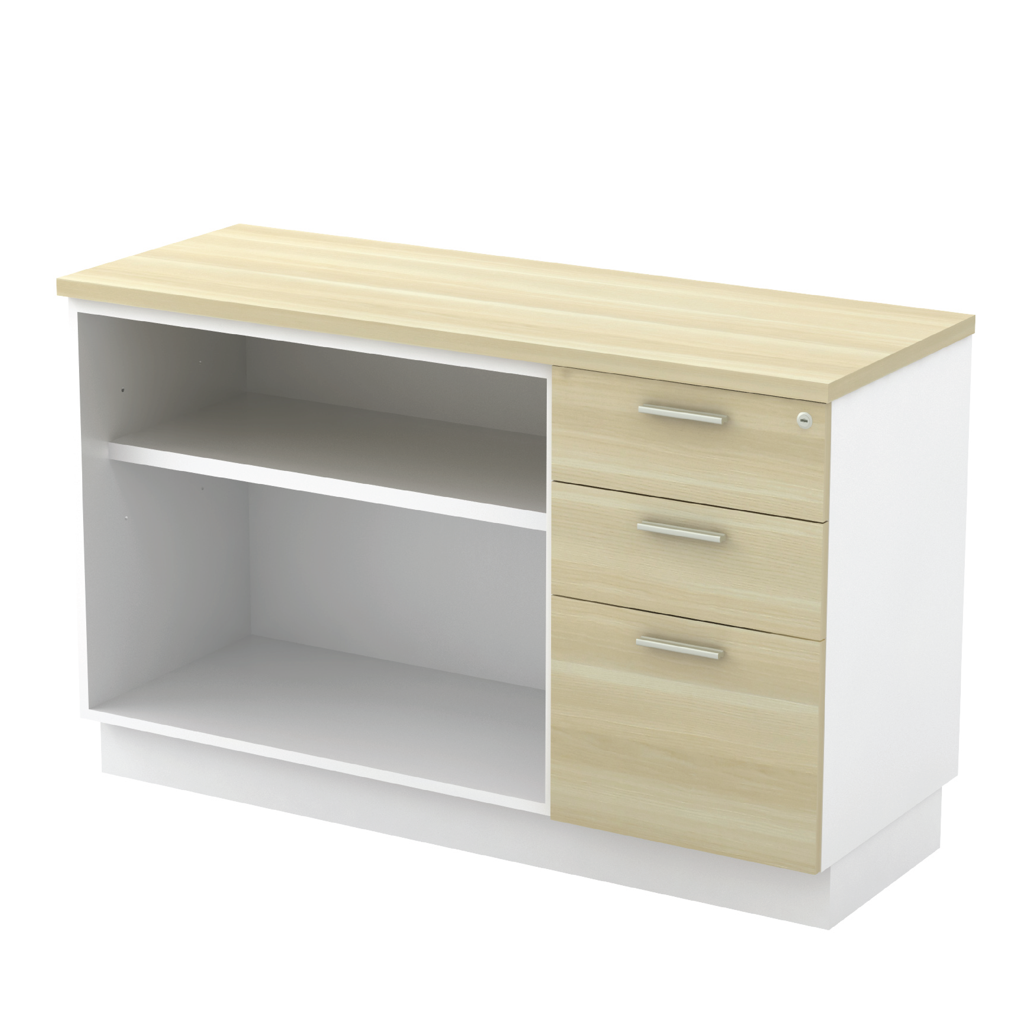 Open Shelf + Fixed Pedestal 2D1F Low Table Side Cabinet (B)