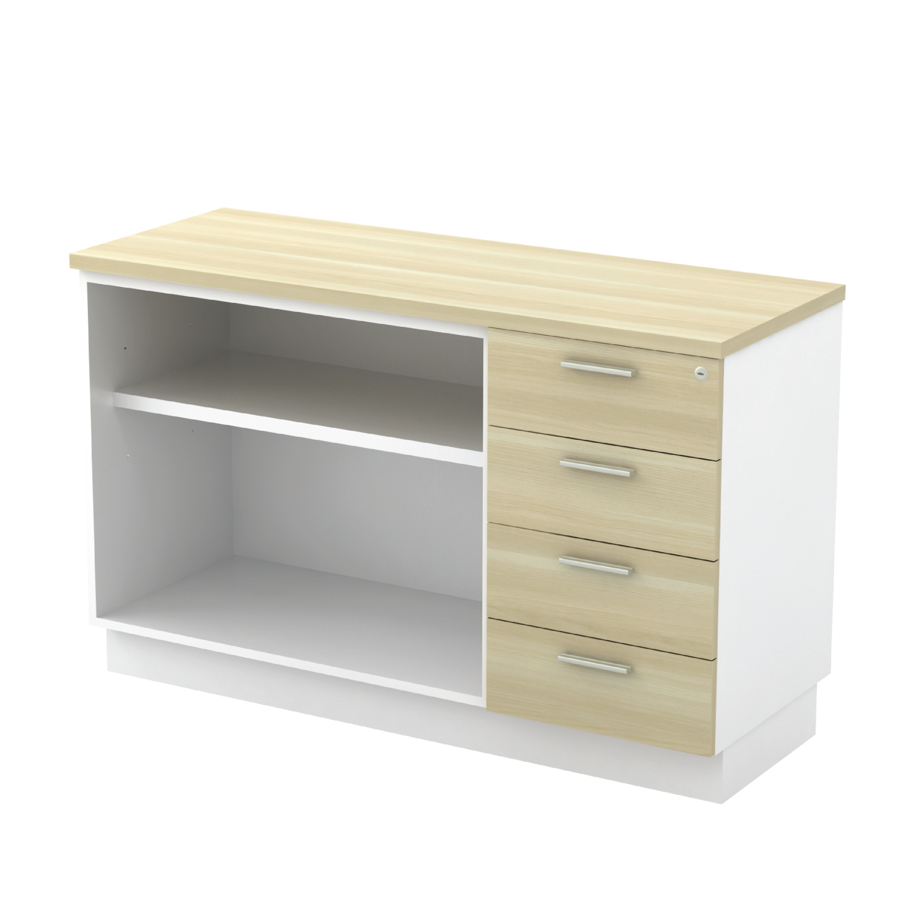 Open Shelf + Fixed Pedestal 4D Low Table Side Cabinet (B)