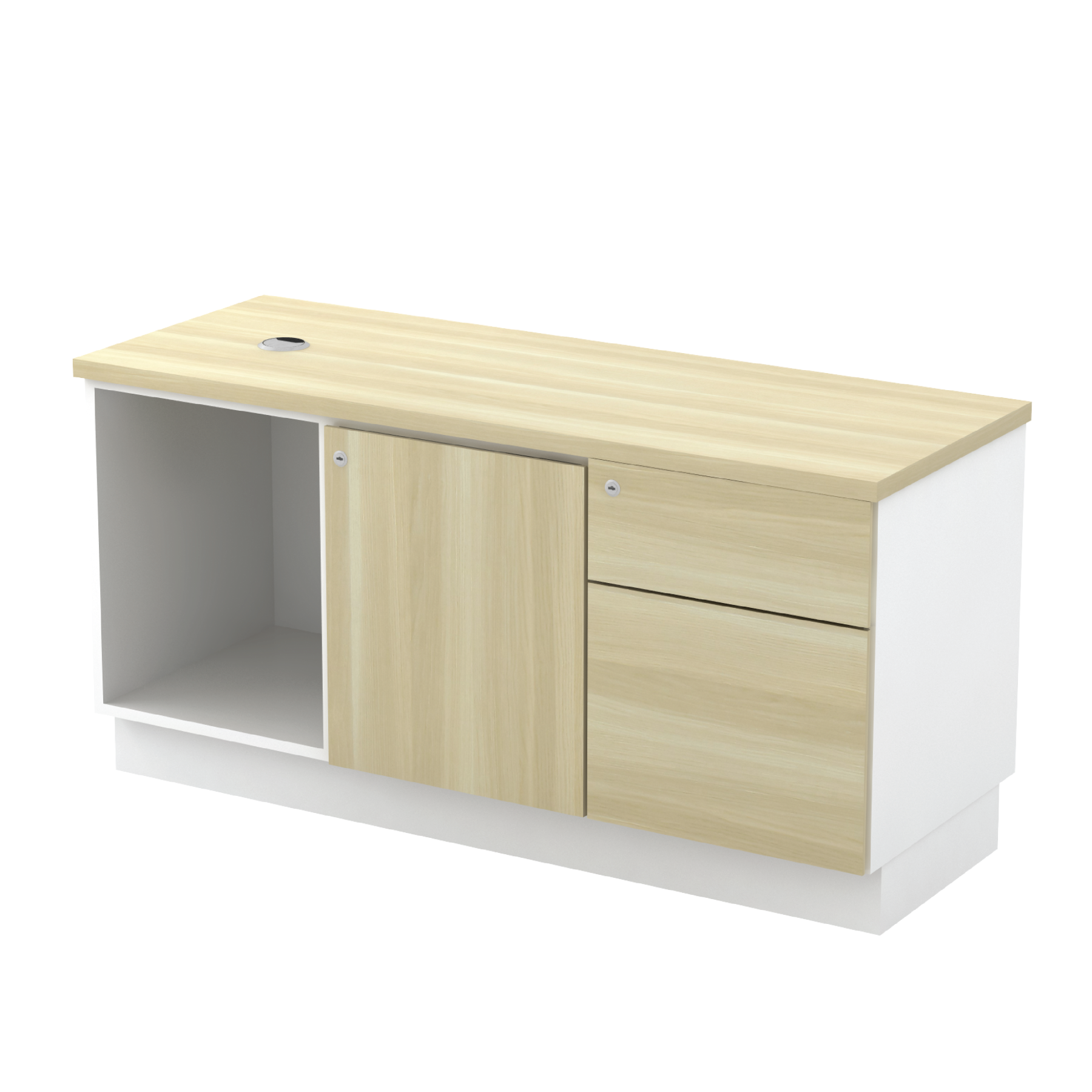 Open Shelf + Swinging Door + Fixed Pedestal 1D1F Side Cabinet (SL)
