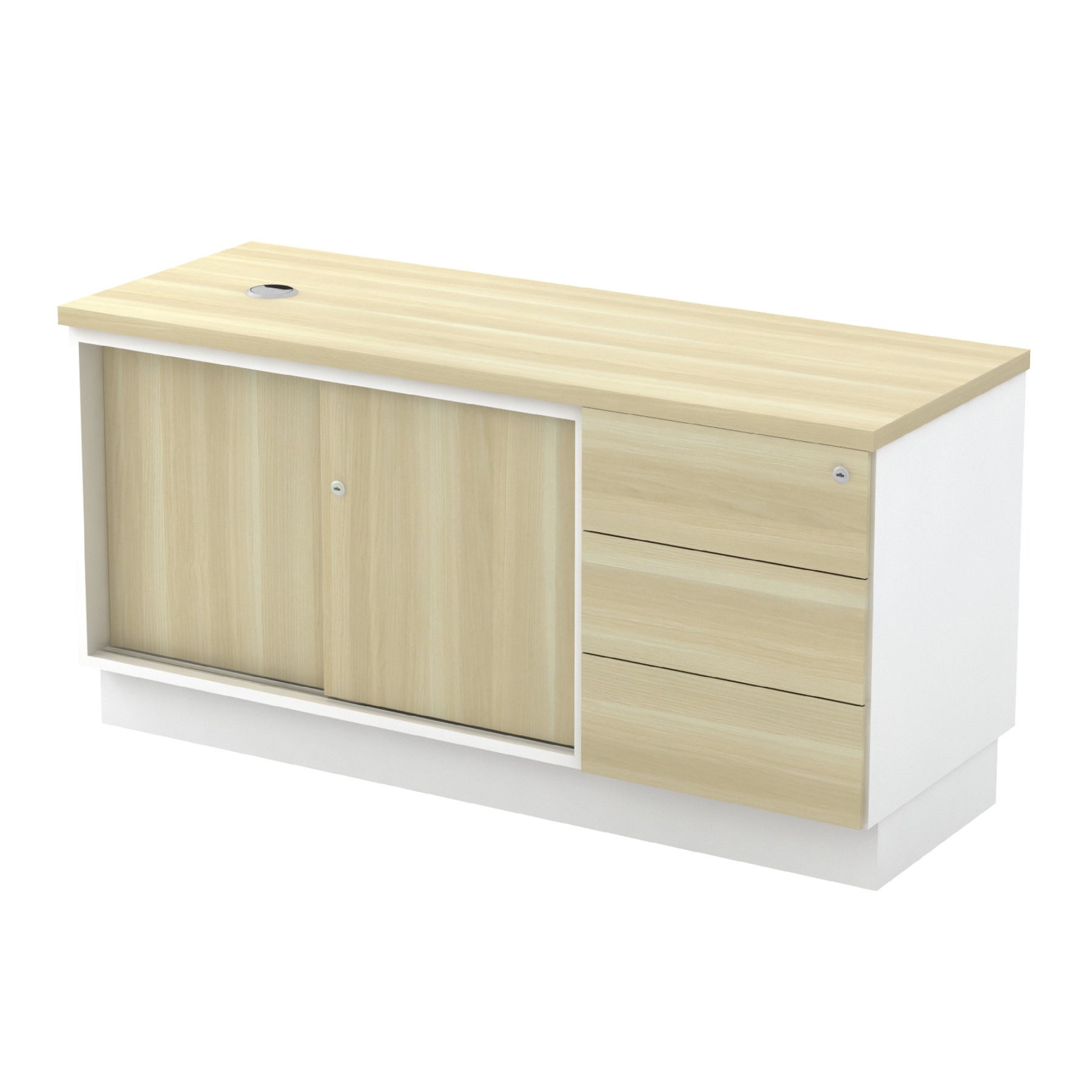 Sliding Door + Fixed Pedestal 3 Drawer (3D) Side Cabinet (SL)