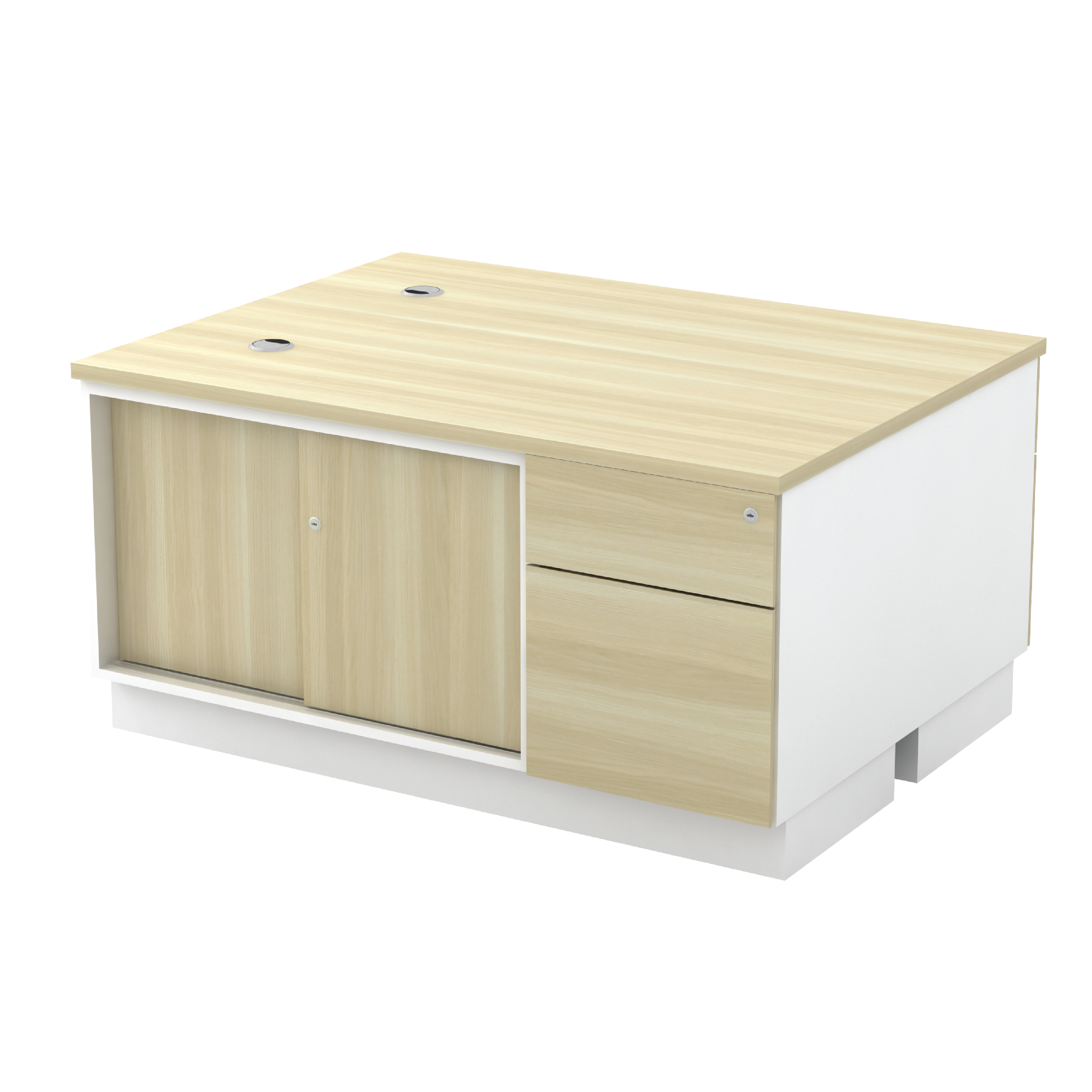 Open Shelf + Sliding Door + Fixed Pedestal 1D1F Dual Side Cabinet (SL) - 2 seaters