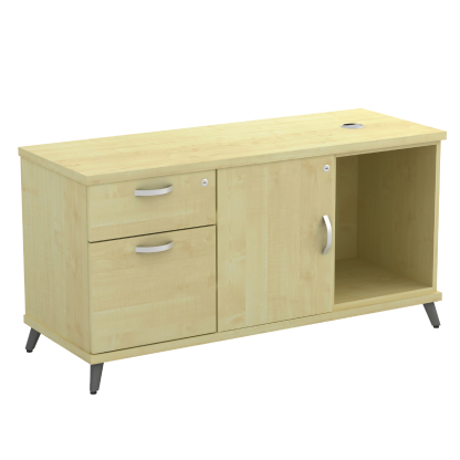 Side Cabinet - Open Shelf + Swinging Door (left side) + Fixed Pedestal 1D1F (SQ)