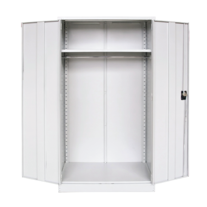 Full Height Wardrobe Cabinet with Steel Swinging Door + 1 Adjustable Top Shelf + 1 Cloth Hanging Bar at Bottom of Shelve