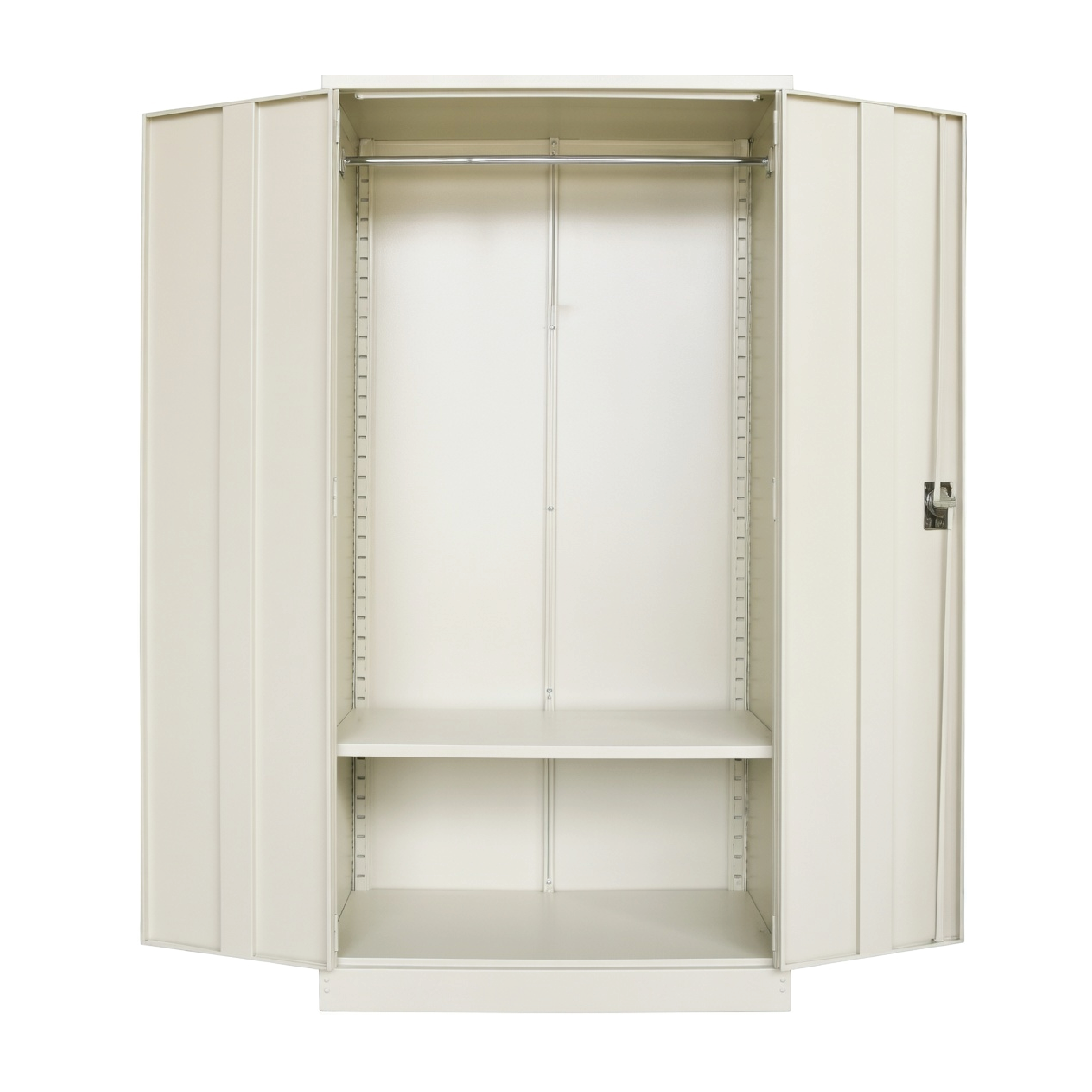Full Height Wardrobe Cabinet with Steel Swinging Door + 1 Adjustable Bottom Shelf + 1 Cloth Hanging Bar 
