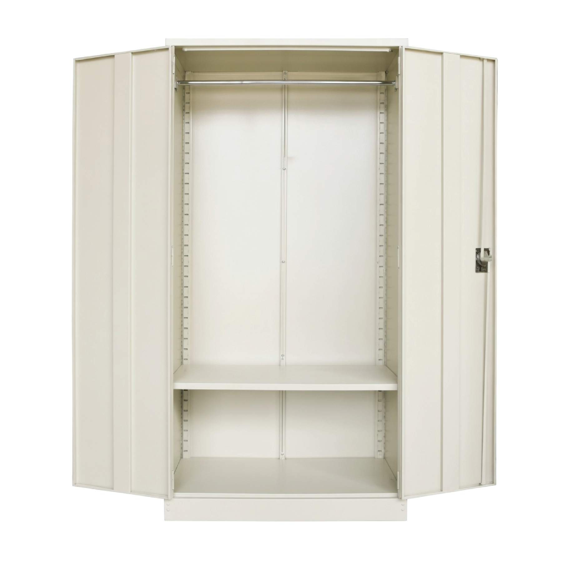 Full Height Wardrobe Cabinet with Steel Swinging Door + 1 Adjustable Bottom Shelf + 1 Cloth Hanging Bar 