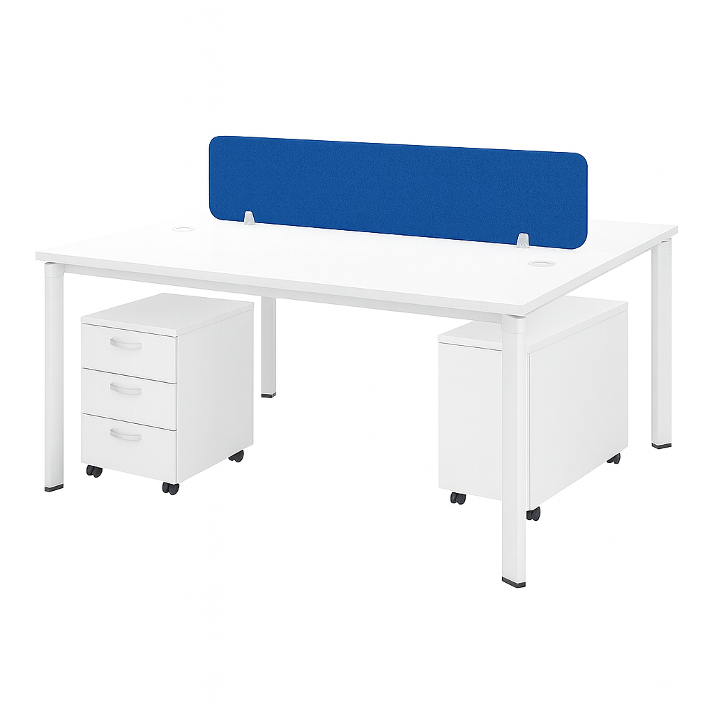 2 Seater Workstation with Fabric Partition (U LEG)
