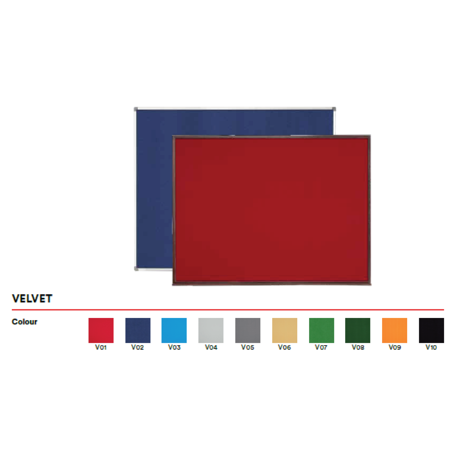 Velvet Notice Board - Aluminium Frame