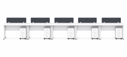 5-Seater Linear Office Workstation with Fabric Partition