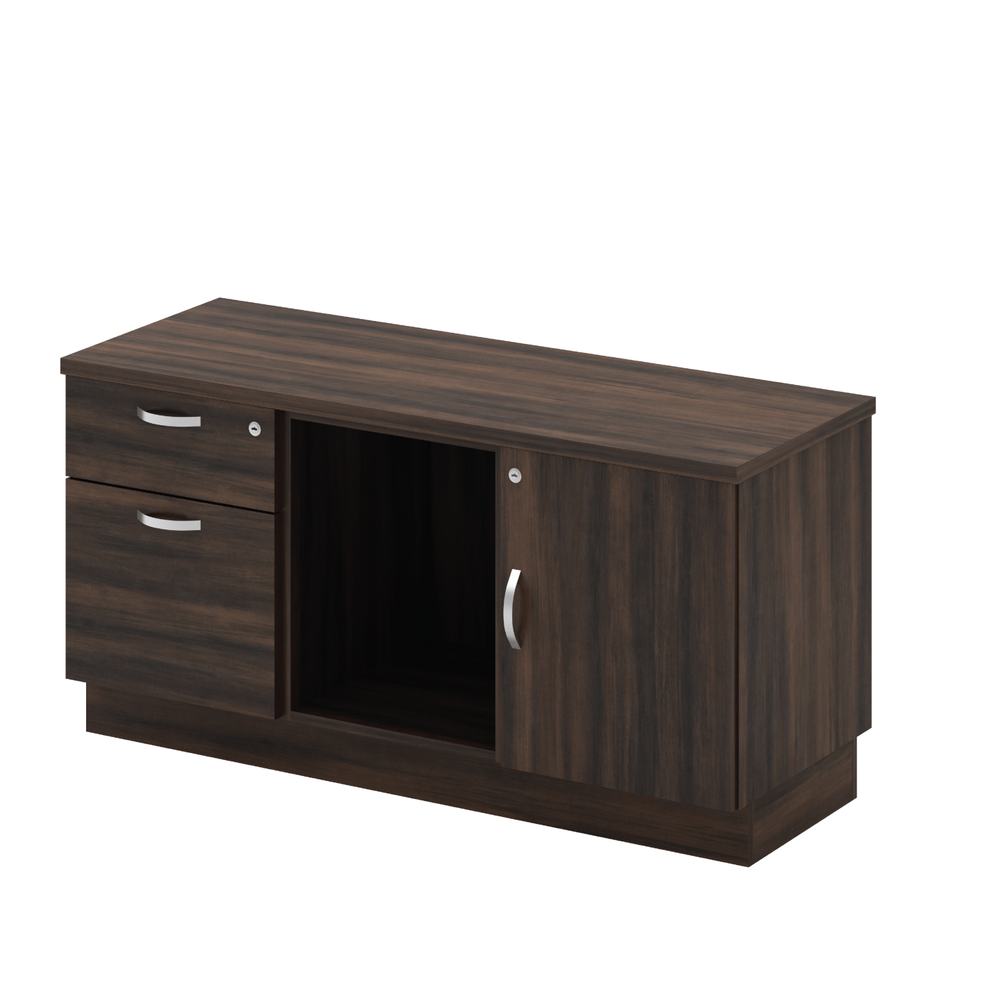 Side Cabinet - Fixed Pedestal 1D1F + Open Shelf + Swining Door (EX)