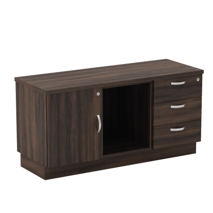 Side Cabinet - Fixed Pedestal 3D + Open Shelf + Swining Door (EX)