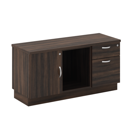 Side Cabinet - Fixed Pedestal 1D1F + Open Shelf + Swining Door (EX)