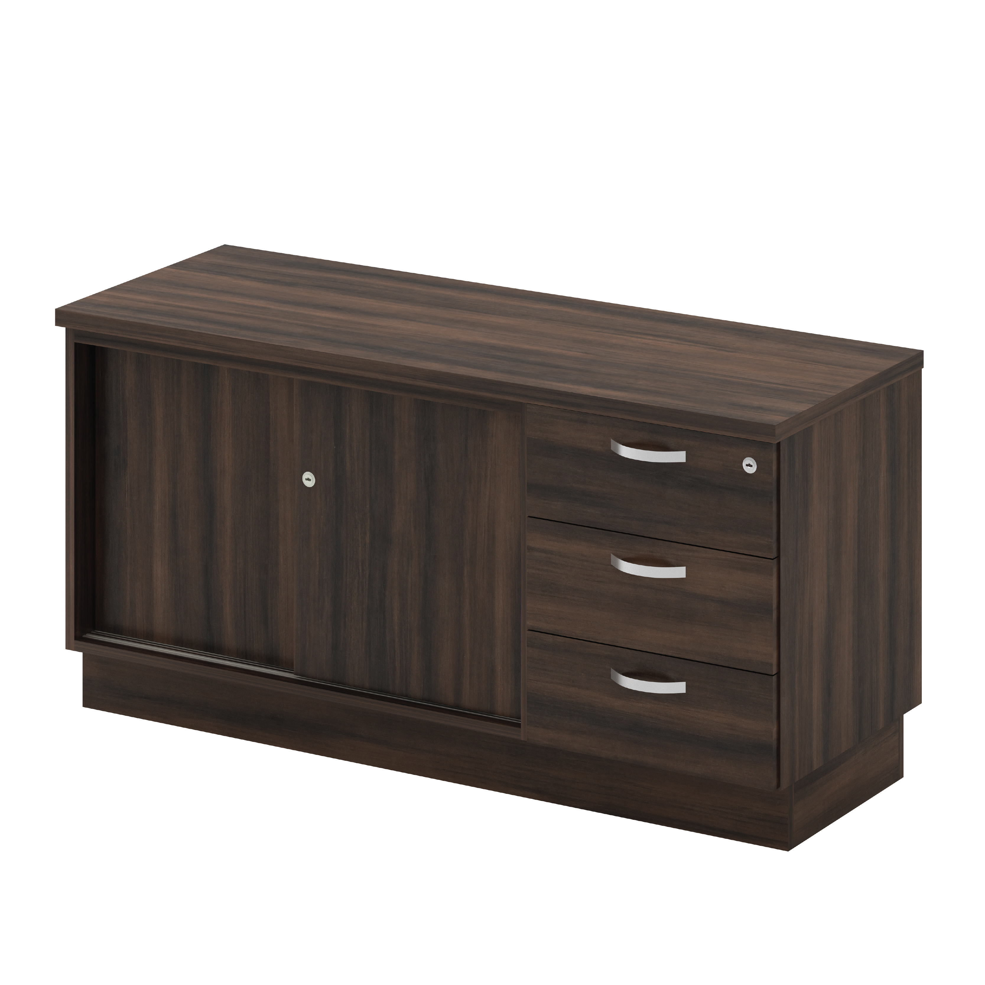 Side Cabinet - Sliding Door + Fixed Pedestal 3D (EX)