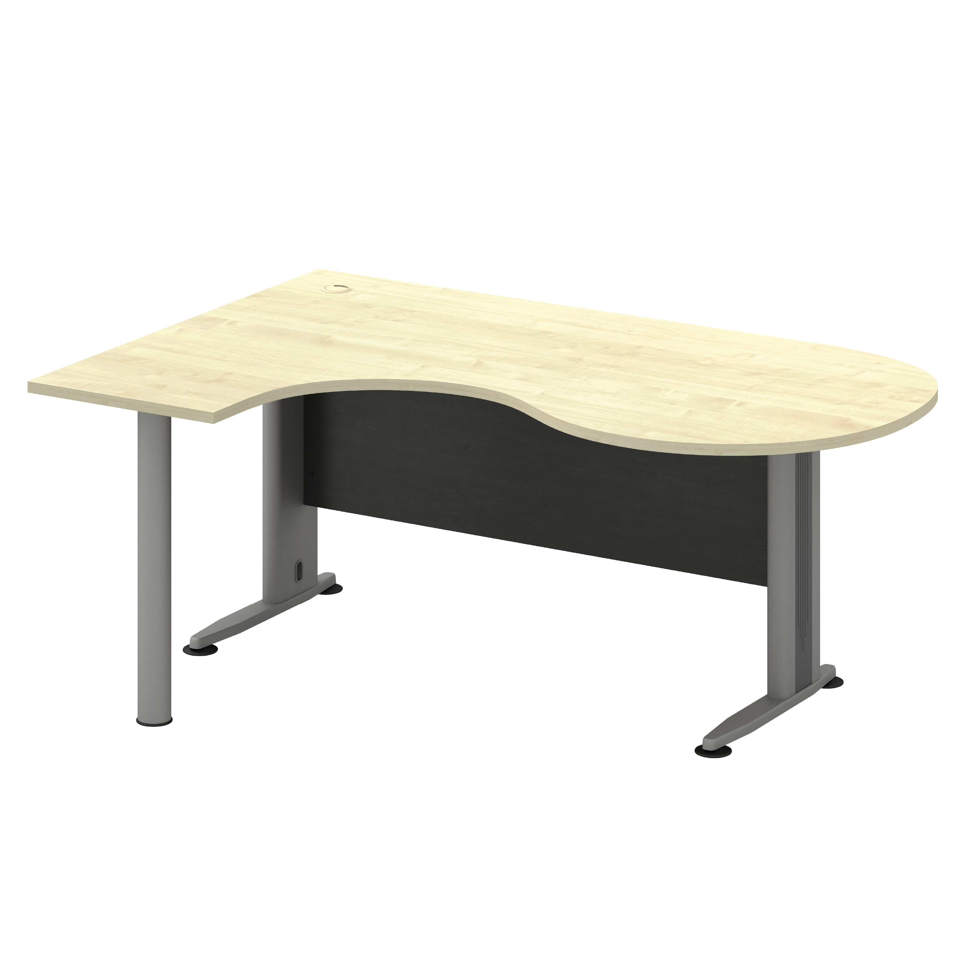 L-Shape Compact Table with Curved Semi-Circle Top + Pole Leg - Maple (T)