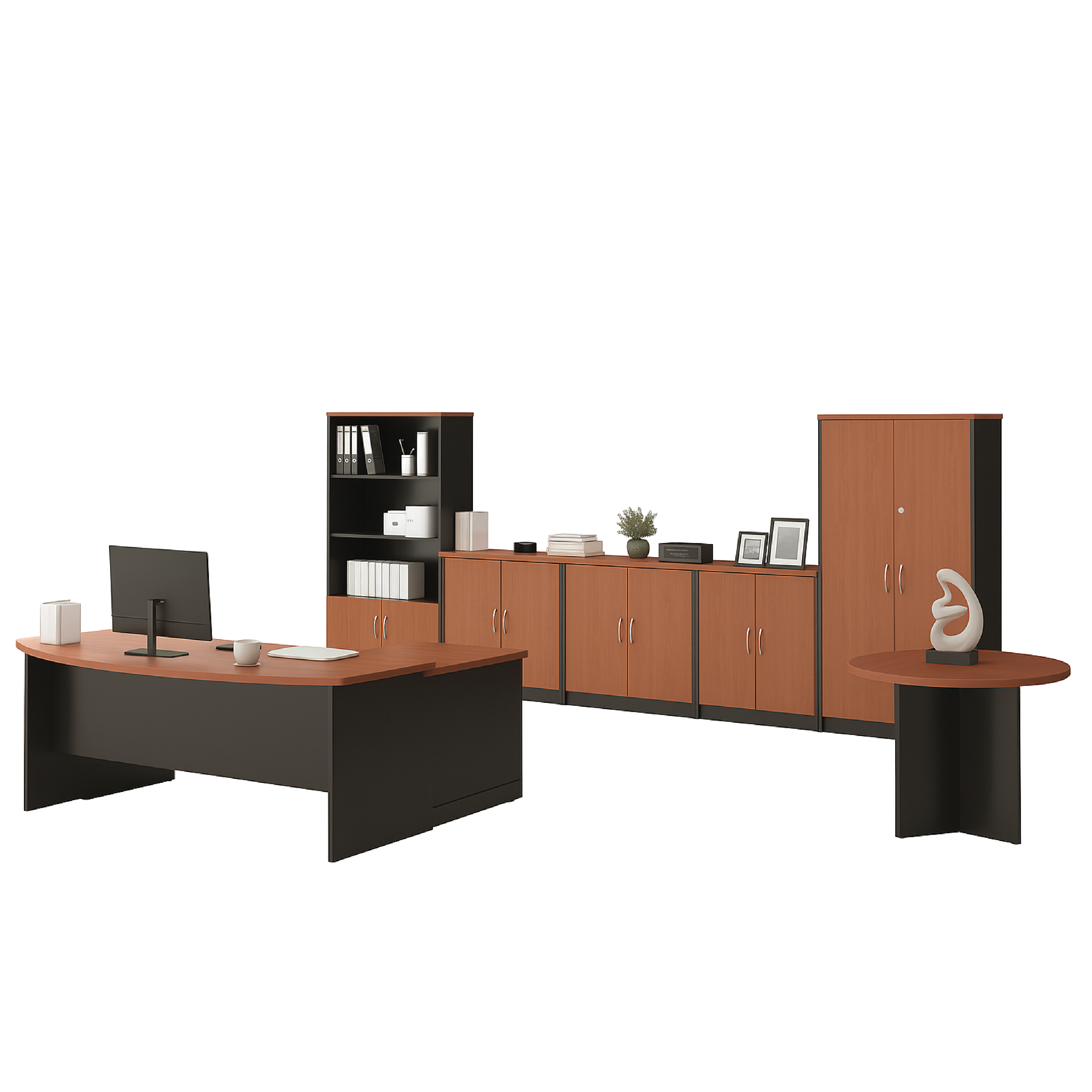 Executive Table Set with Combination of Cabinets + Discussion Table (Chairs not included)