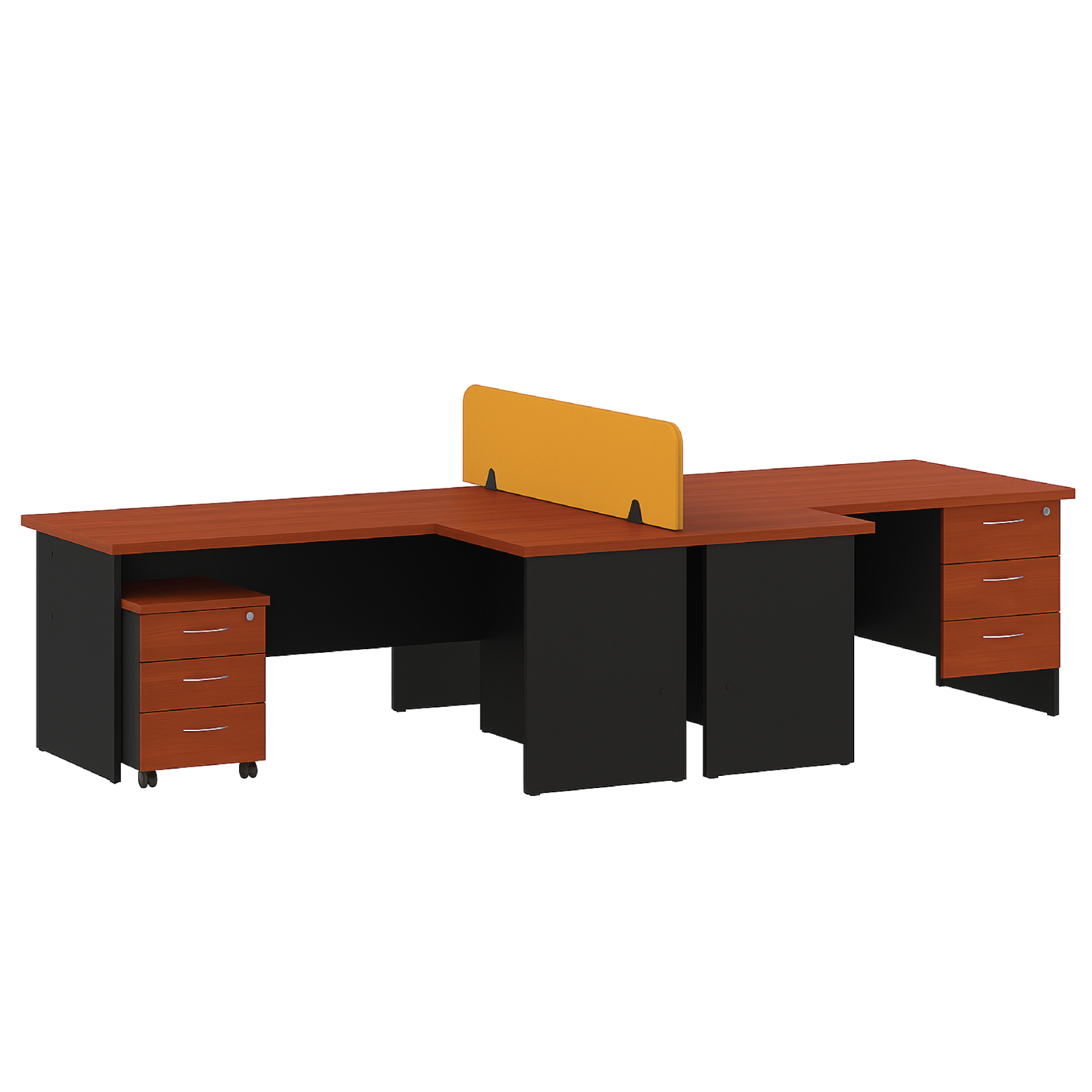 2 Seater L-Shape Table Combination Workstation (3D fixed + mobile pedestal set) (G)