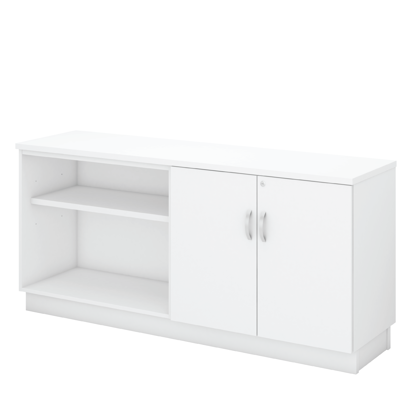 Open Shelf + Swinging Door Combined Low Cabinet - WHITE (H)