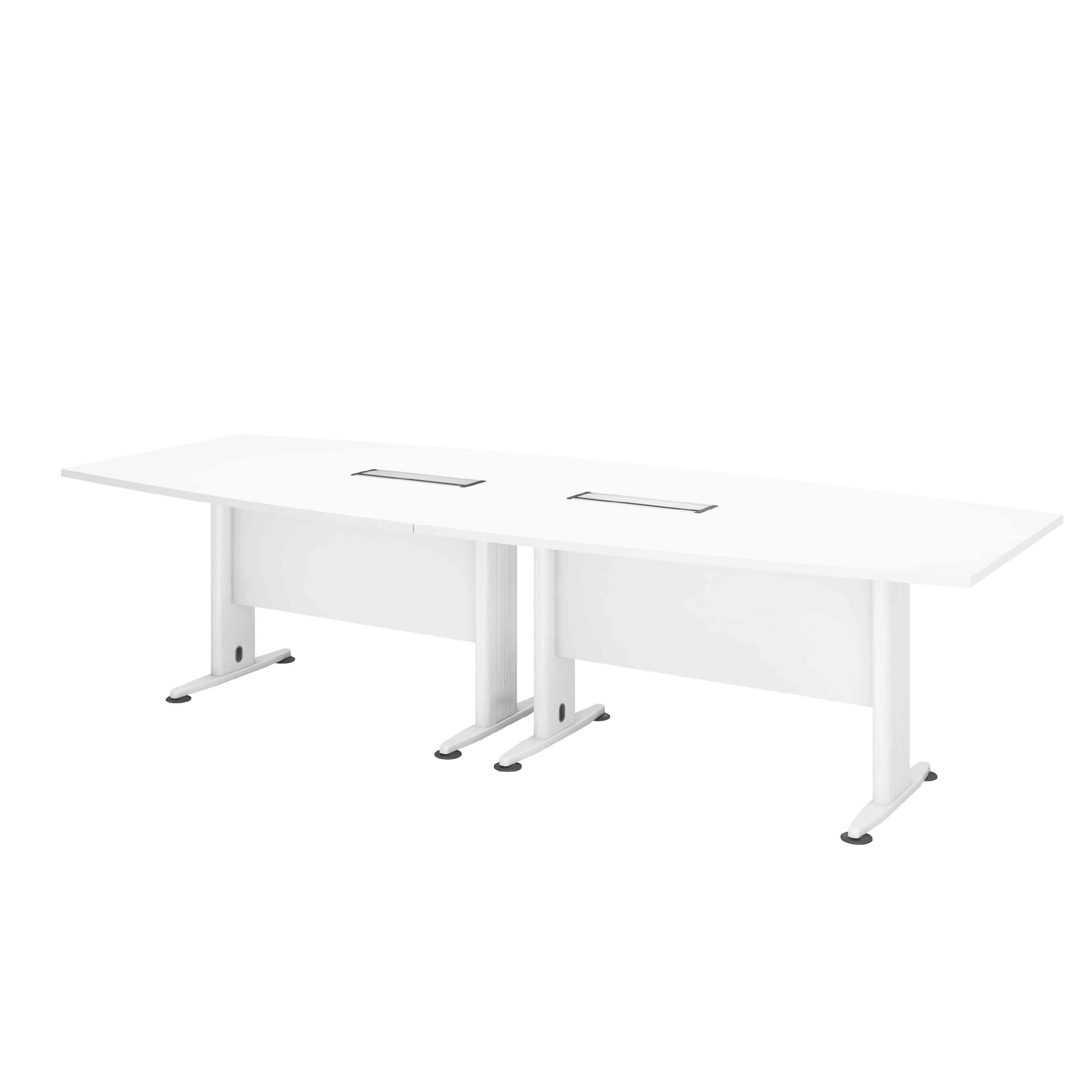 Boat-Shaped Meeting Table - White (H) - 3000W x 1200/900D x 750H mm