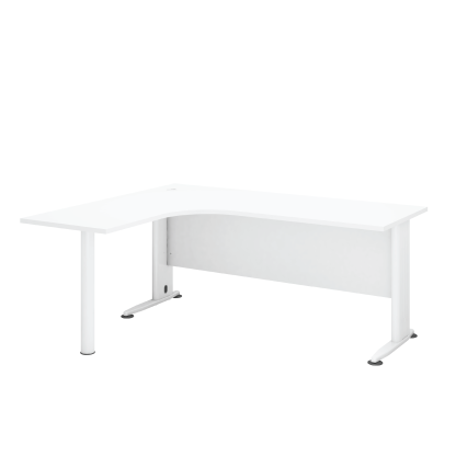 L-Shape Compact Table with Pole Legs - WHITE (H)