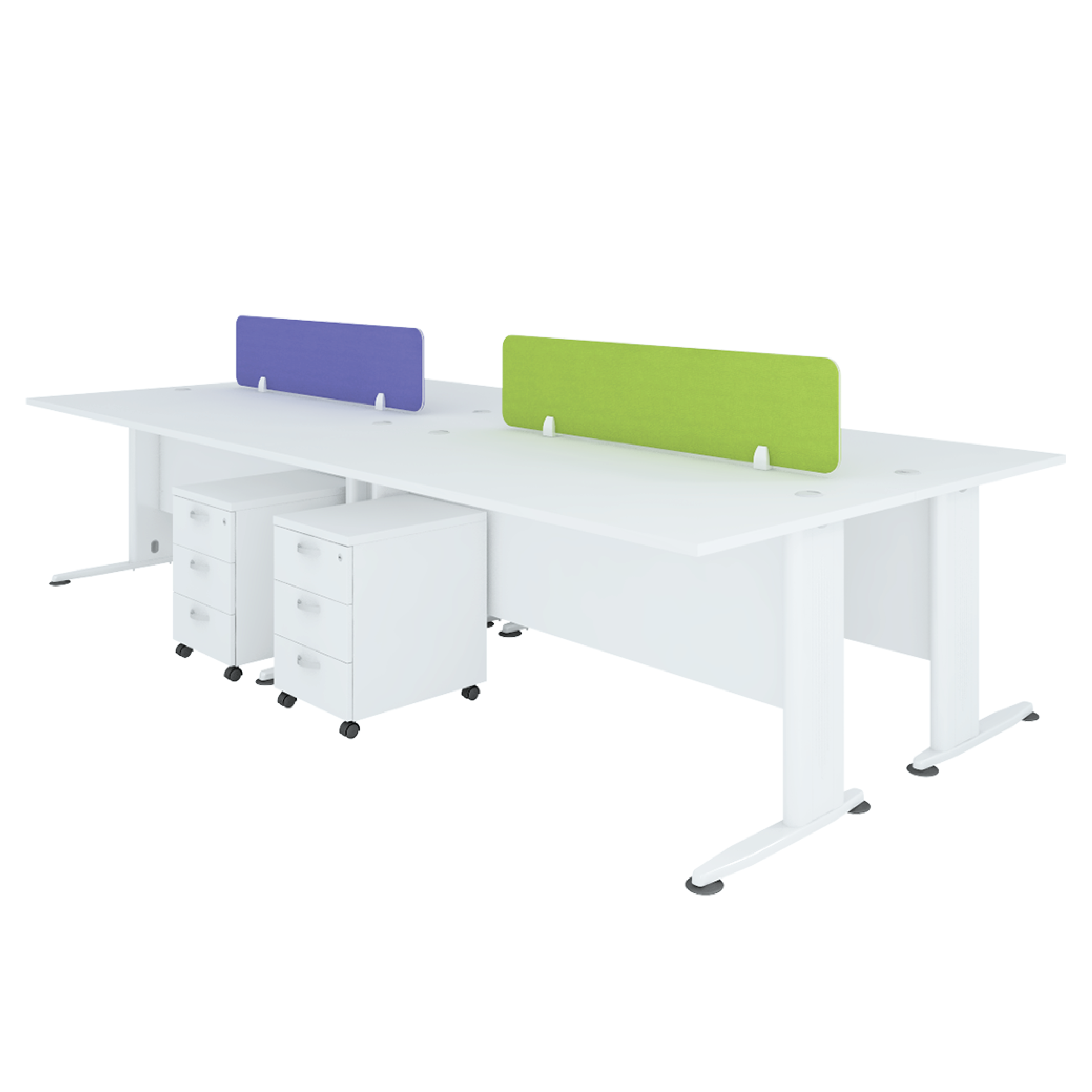 Basic 4 Workstation with 3D Mobile Pedestals (H) (Budget Office Workstation)