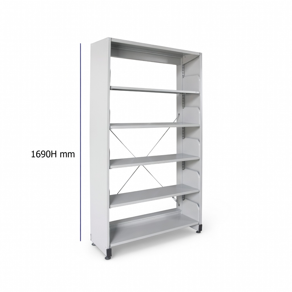 5 Level Single Sided Steel Library Book Rack with Side Panel