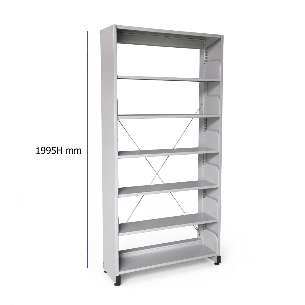 6 Level Single Sided Steel Library Book Rack with Side Panel