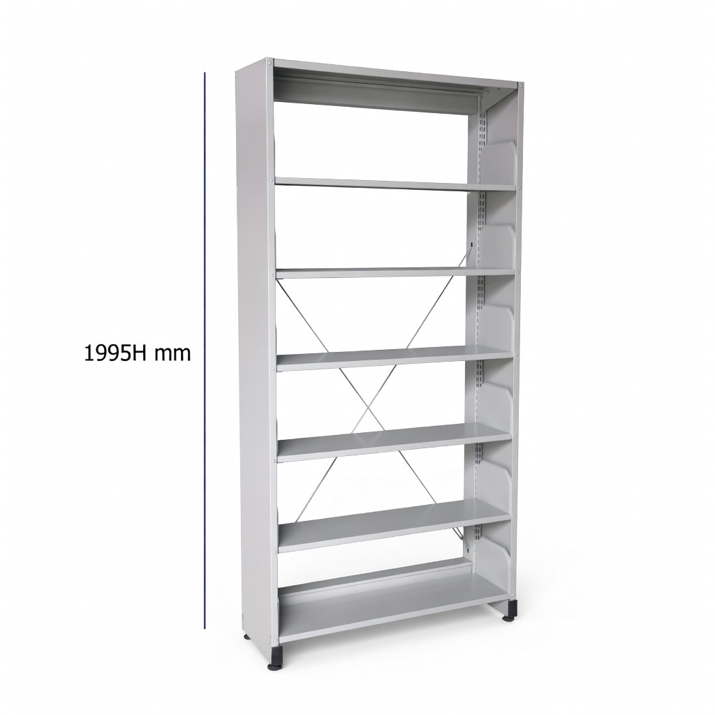 6 Level Single Sided Steel Library Book Rack with Side Panel