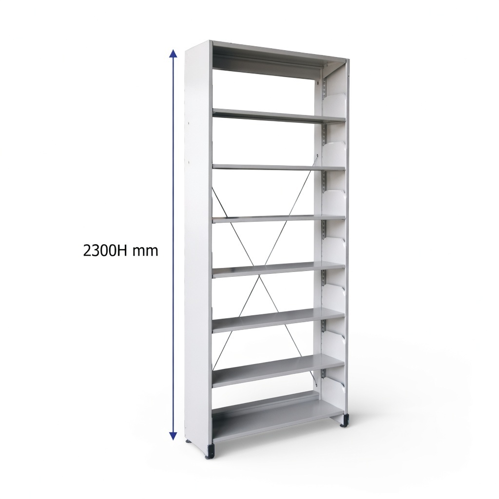 7 Level Single Sided Steel Library Book Rack with Side Panel