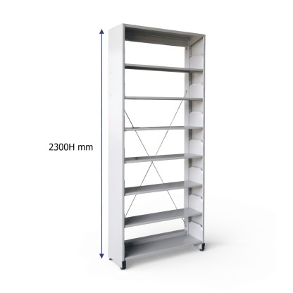 7 Level Single Sided Steel Library Book Rack with Side Panel