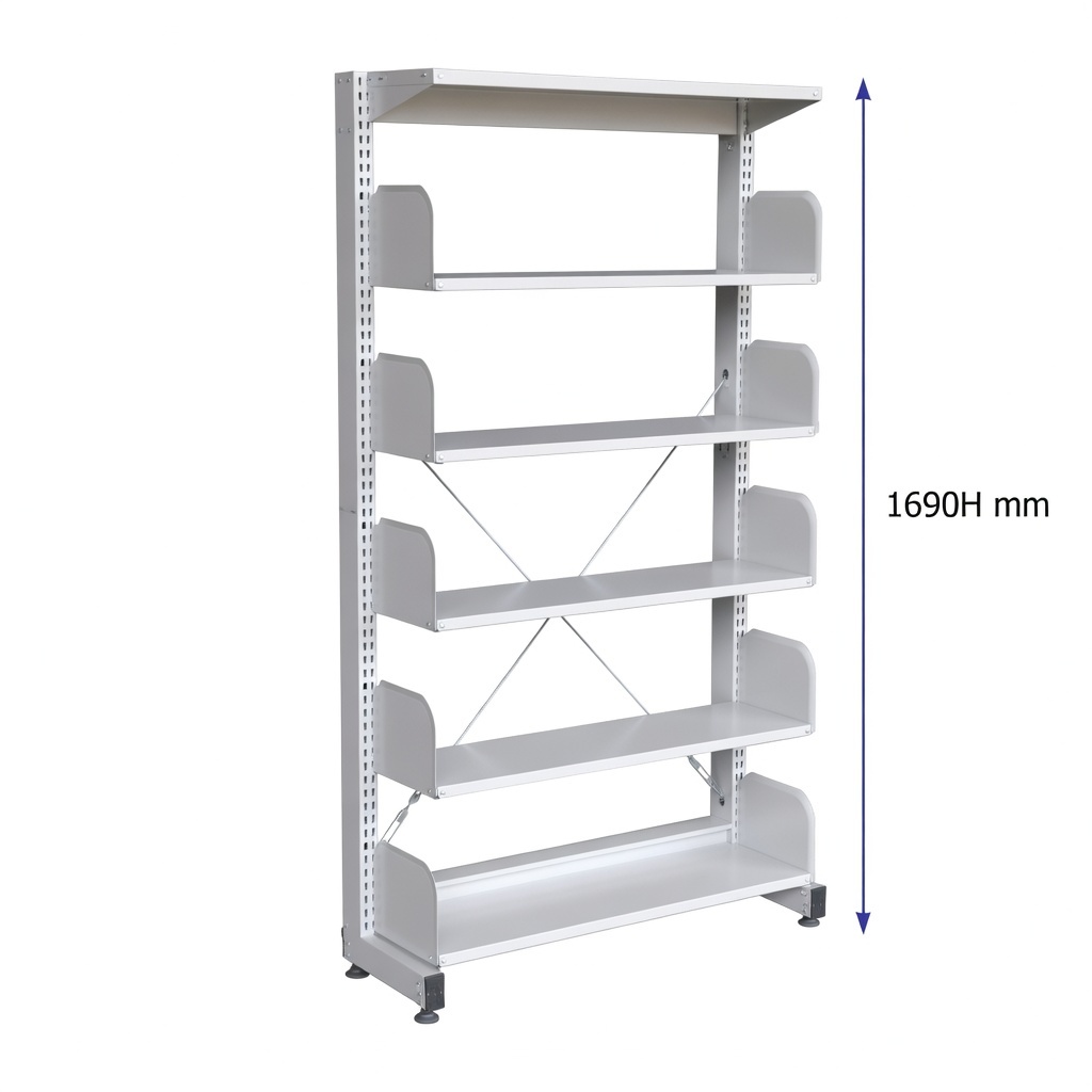5 Level Single Sided Steel Library Book Rack