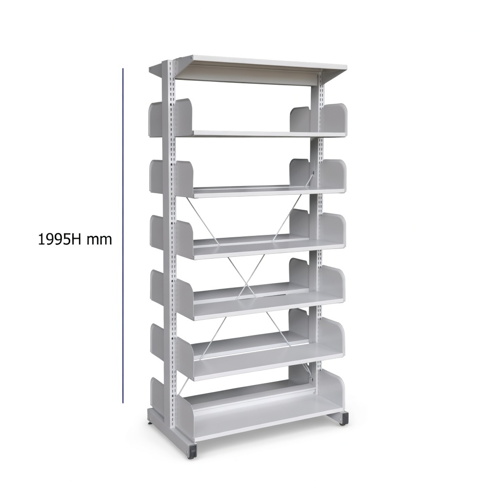 6 Level Double Sided Steel Library Book Rack Without Side Panel