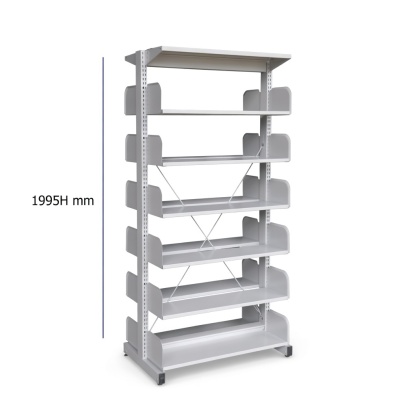 6 Level Double Sided Steel Library Book Rack Without Side Panel