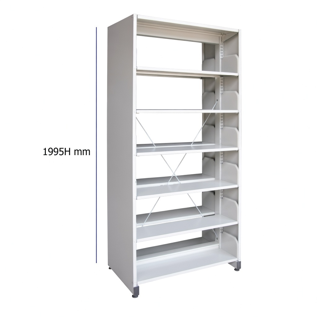 6 Level Double Sided Steel Library Book Rack with Side Panel