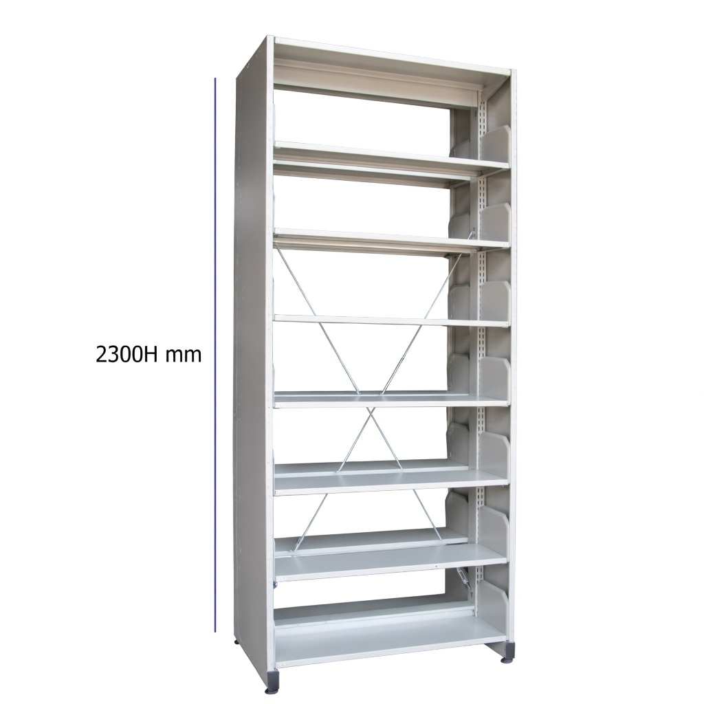 7 Level Double Sided Steel Library Book Rack with Side Panel