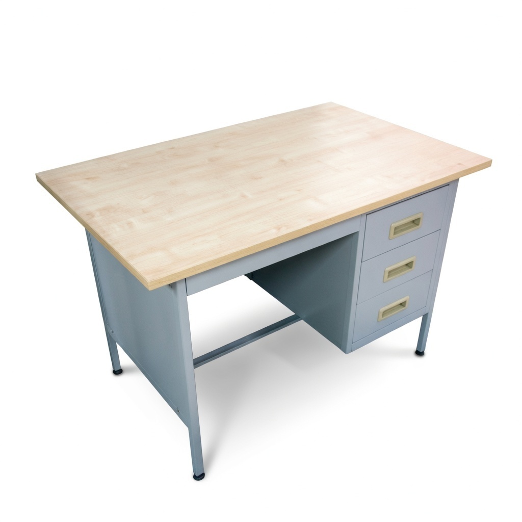 4ft Single Steel Pedestal Desk (Melamine Chipboard Top)