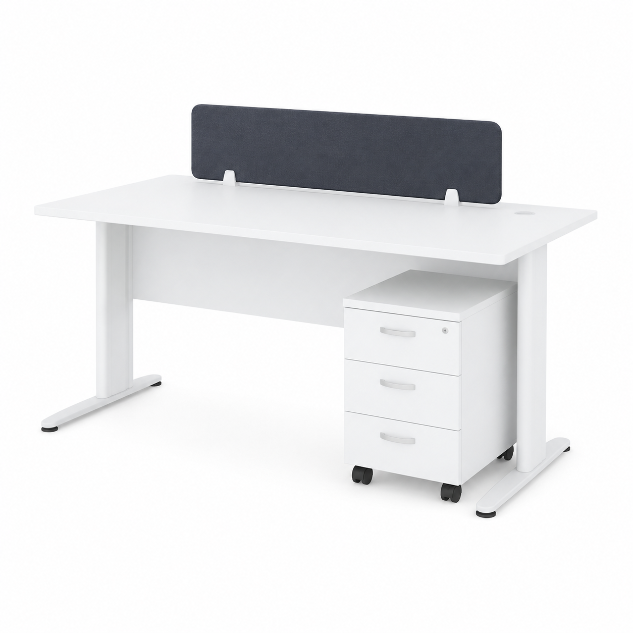 5-Seater Linear Office Workstation with Fabric Partition