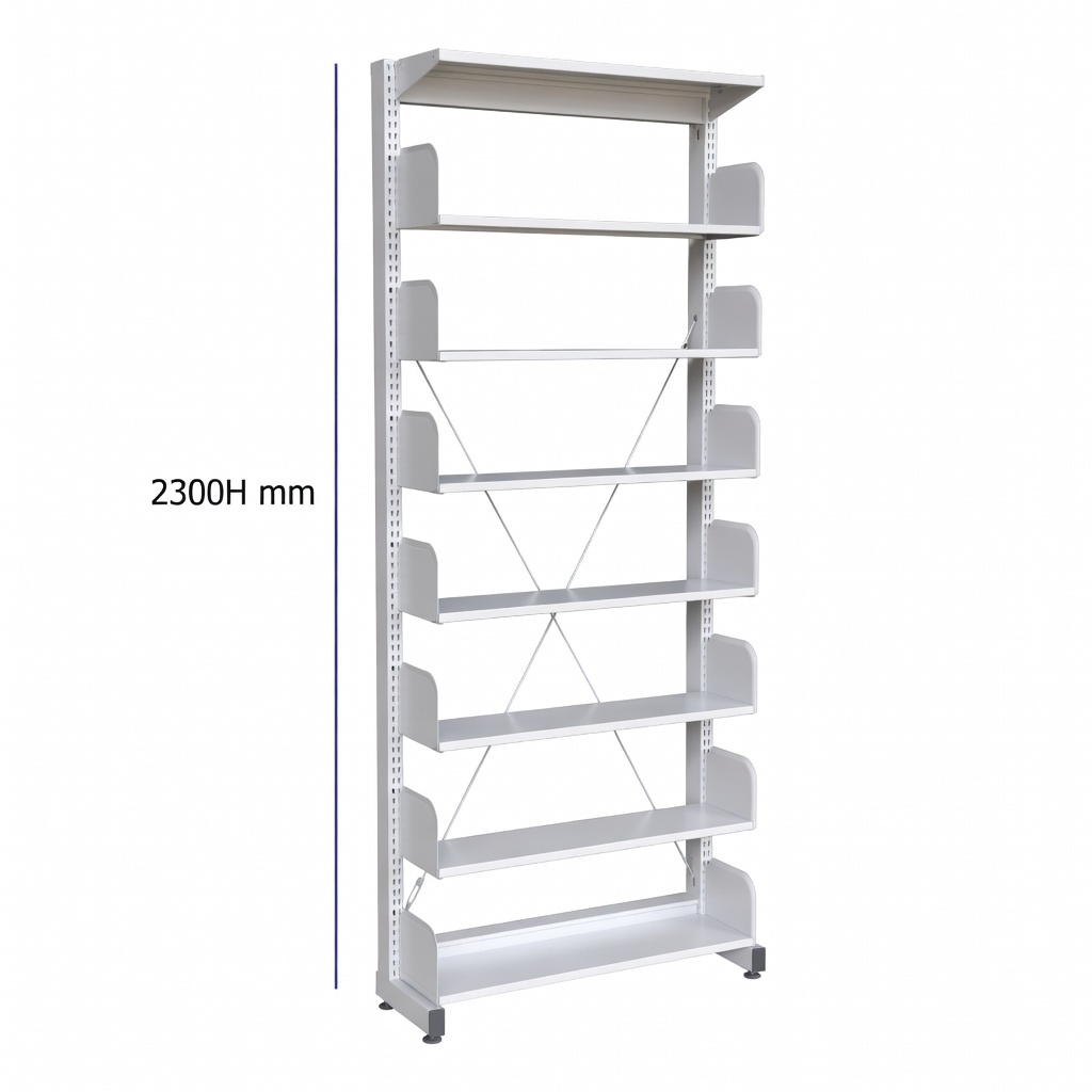 7 Level Single Sided Steel Library Book Rack
