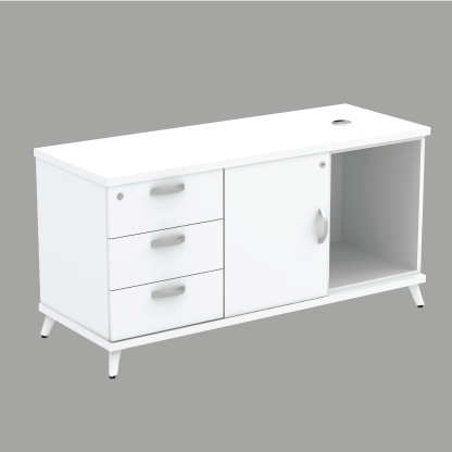 Side Cabinet : Open Shelf + Swinging Door + Fixed Pedestal 3 Drawer  (AS)