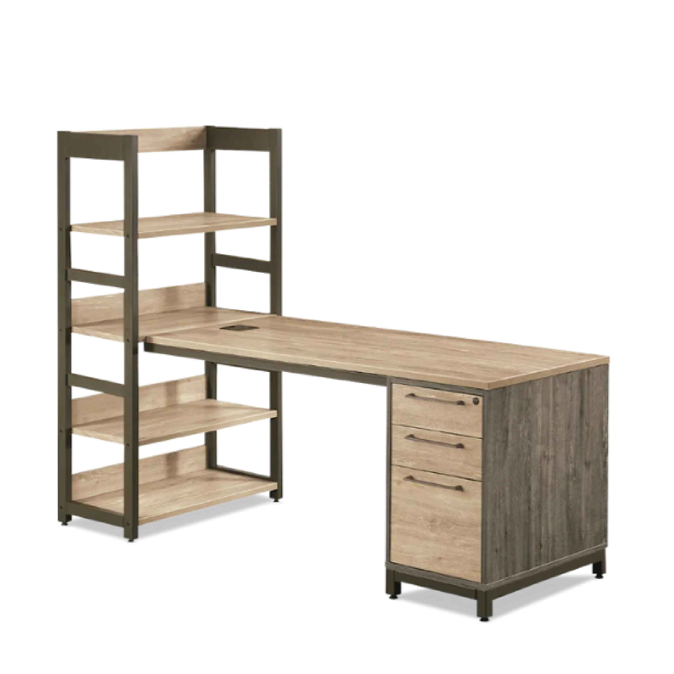 (MIX7) Managerial Office Table Set with Tall Open Cabinet