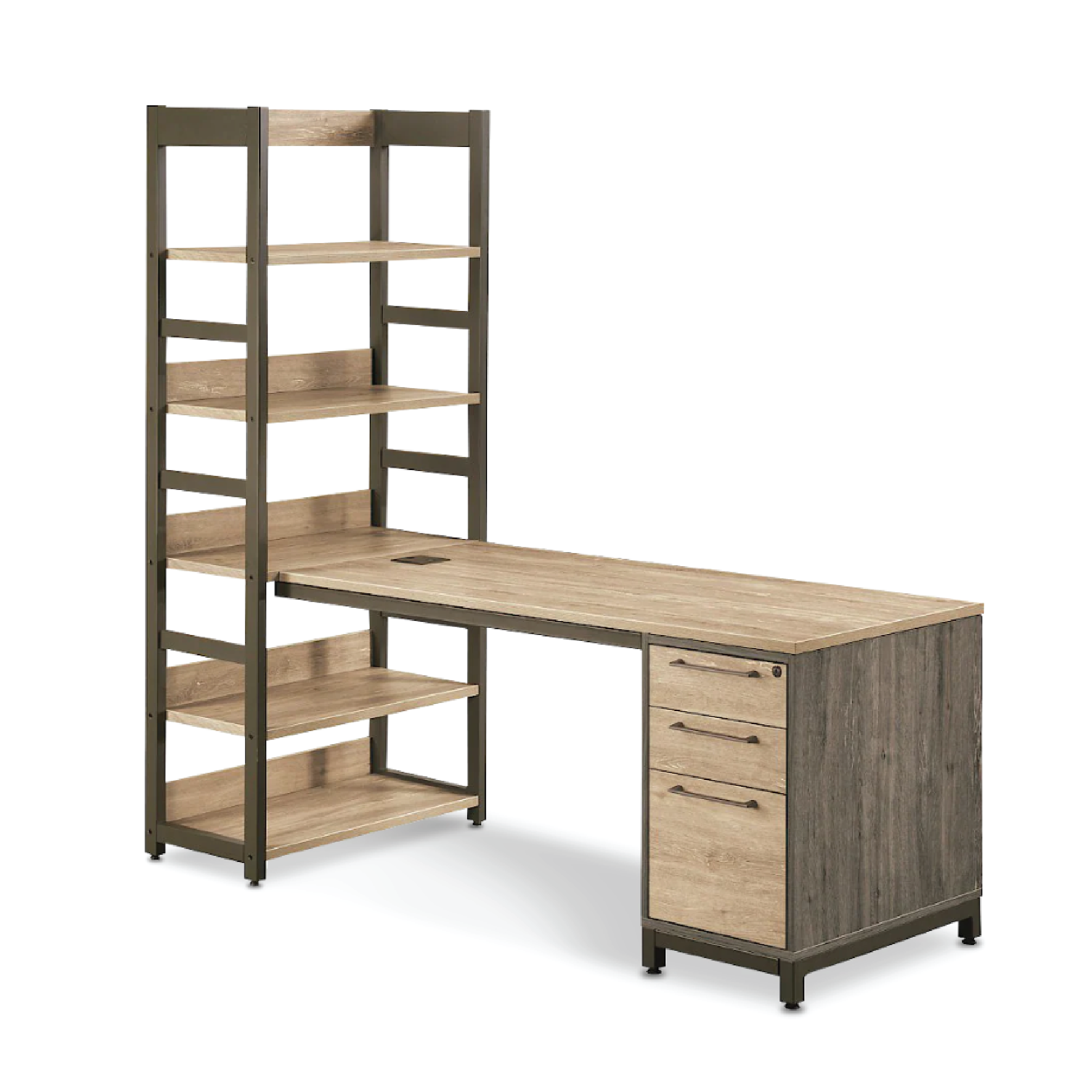 (MIX7) Managerial Office Table Set with Tall Open Cabinet (5 tiers)