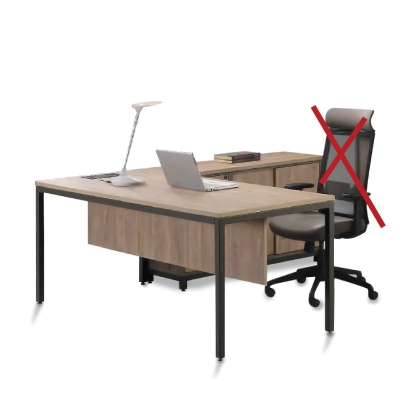 (MIX7) L-Shape Managerial Office Table Set with Side Low Cabinet