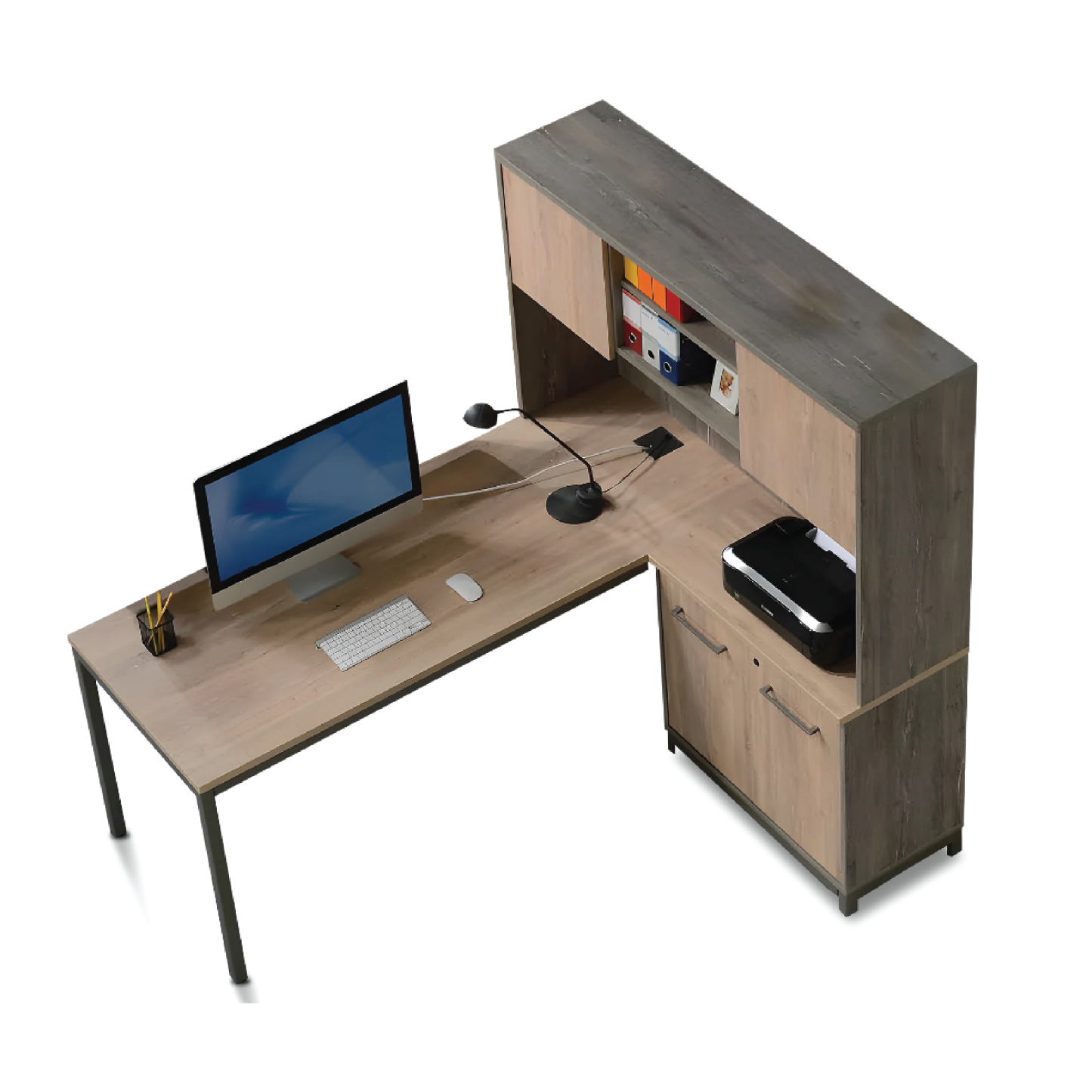 (MIX7) Managerial Office Table Set with Side High Cabinet